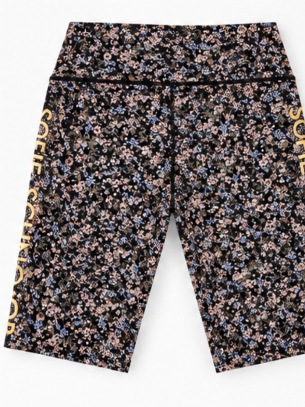 Sofie Schnoor Sport Womenโs S Floral Biker Shorts Gold Logo Cycling Shorts